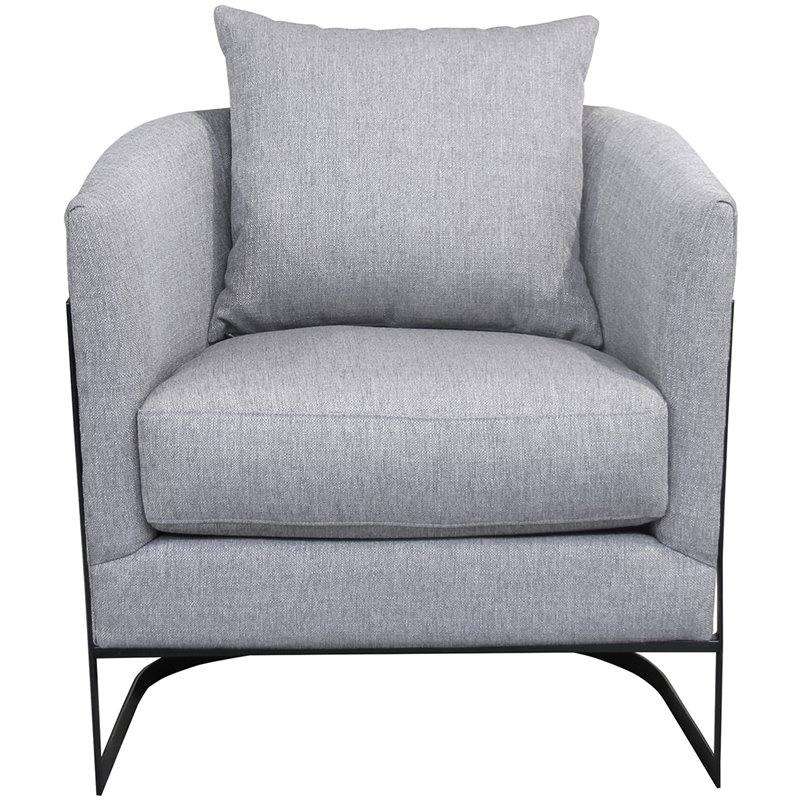 Armen Living Swan Modern Fabric & Iron Accent Chair in Gray/Black