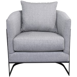 Armen Living Swan Modern Fabric & Iron Accent Chair in Gray/Black