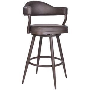 Armen Living Justin Modern 30&quot Faux Leather Bar Stool in Brown
