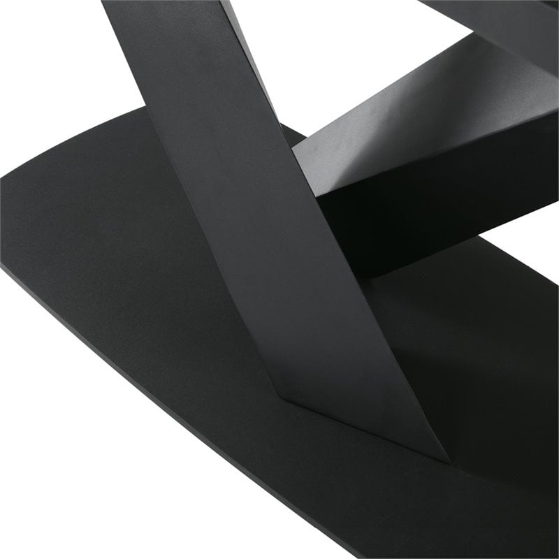 Armen Living Everett Contemporary Wood & Metal Dining Table in Black/Walnut