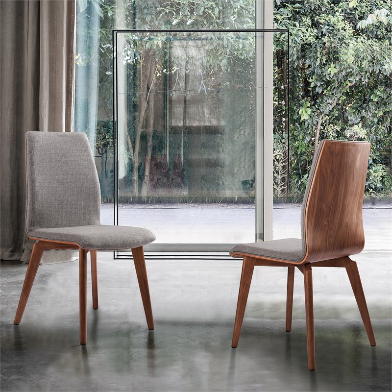 Armen Living Archie Modern Fabric Dining Chair in Gray (Set of 2)