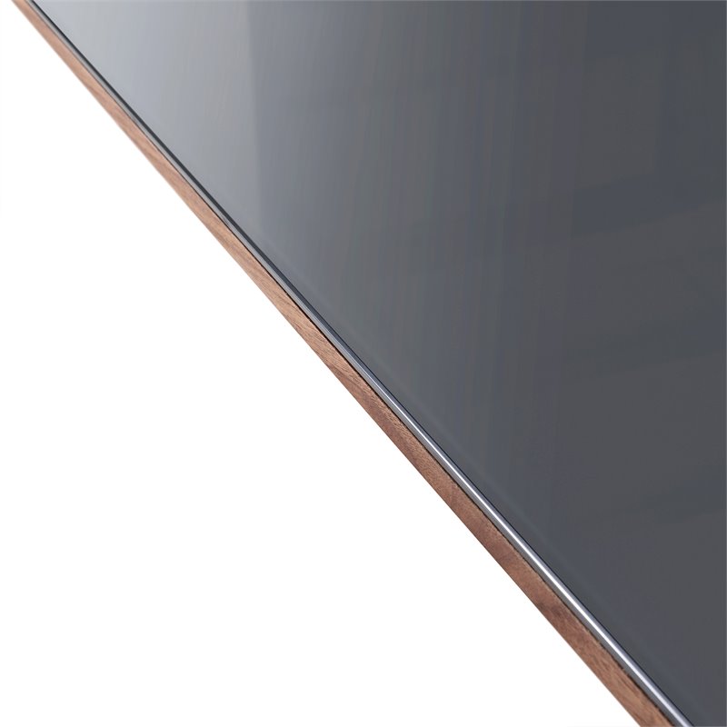 Armen Living Urbino Contemporary Glass Top Dining Table in Matte Black