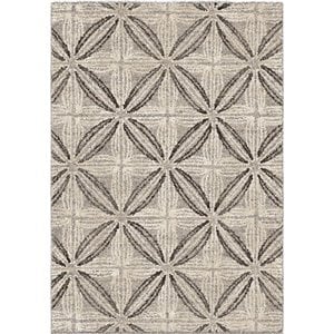 Armen Living Daisy 60x96&quot Rectangle Contemporary Fabric Area Rug in Gray/Cream