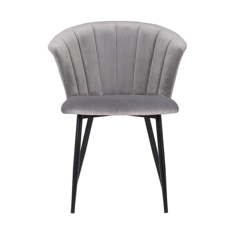 Armen Living Lulu Modern Velvet & Metal Dining Arm Chair in Gray/Black