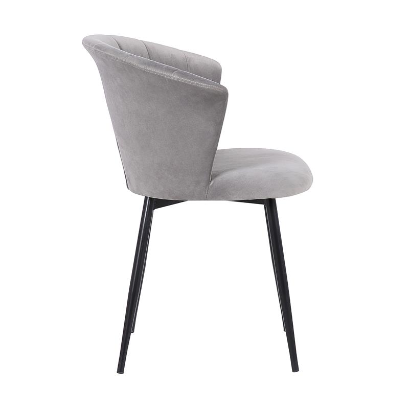 Armen Living Lulu Modern Velvet & Metal Dining Arm Chair in Gray/Black