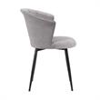 Armen Living Lulu Modern Velvet & Metal Dining Arm Chair in Gray/Black