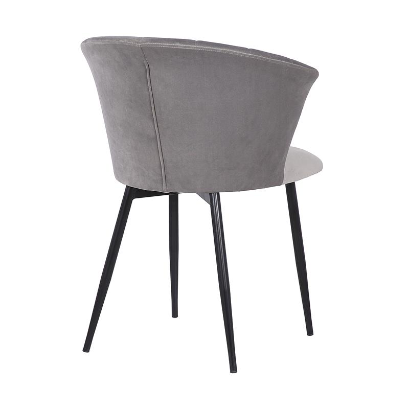 Armen Living Lulu Modern Velvet & Metal Dining Arm Chair in Gray/Black