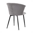 Armen Living Lulu Modern Velvet & Metal Dining Arm Chair in Gray/Black
