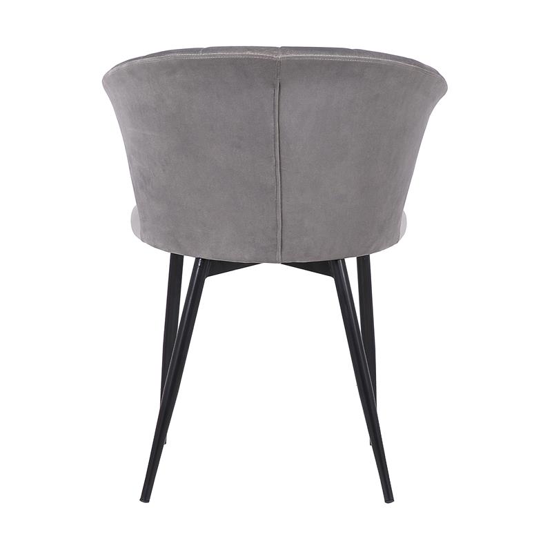 Armen Living Lulu Modern Velvet & Metal Dining Arm Chair in Gray/Black
