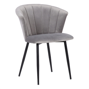 Armen Living Lulu Modern Velvet & Metal Dining Arm Chair in Gray/Black