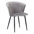 Armen Living Lulu Modern Velvet & Metal Dining Arm Chair in Gray/Black