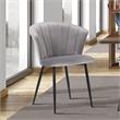 Armen Living Lulu Modern Velvet & Metal Dining Arm Chair in Gray/Black