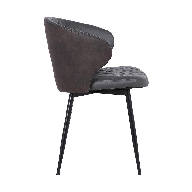 Armen Living Ava Modern Faux Leather Dining Arm Chair in Gray and Black