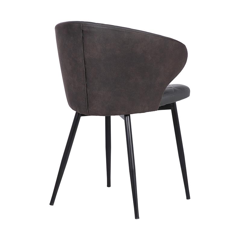 Armen Living Ava Modern Faux Leather Dining Arm Chair in Gray and Black