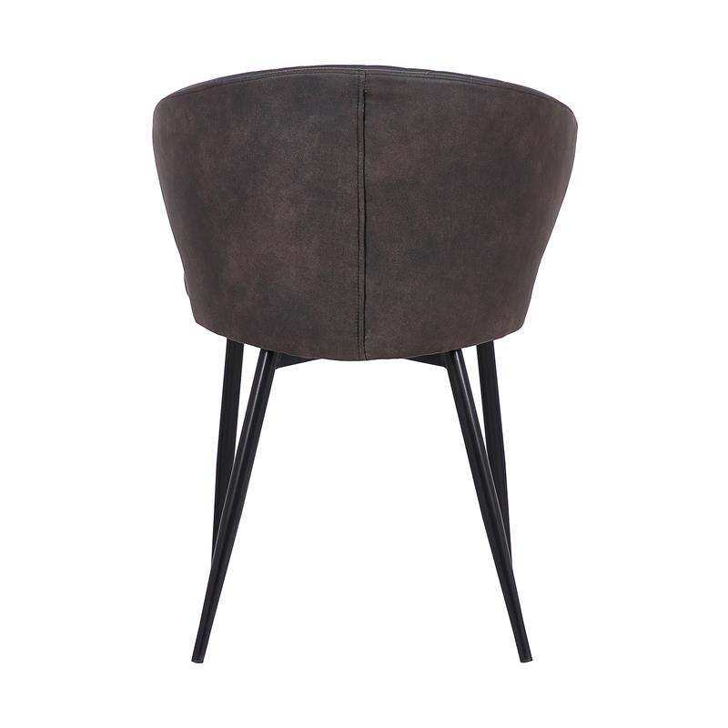 Armen Living Ava Modern Faux Leather Dining Arm Chair in Gray and Black