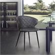 Armen Living Ava Modern Faux Leather Dining Arm Chair in Gray and Black