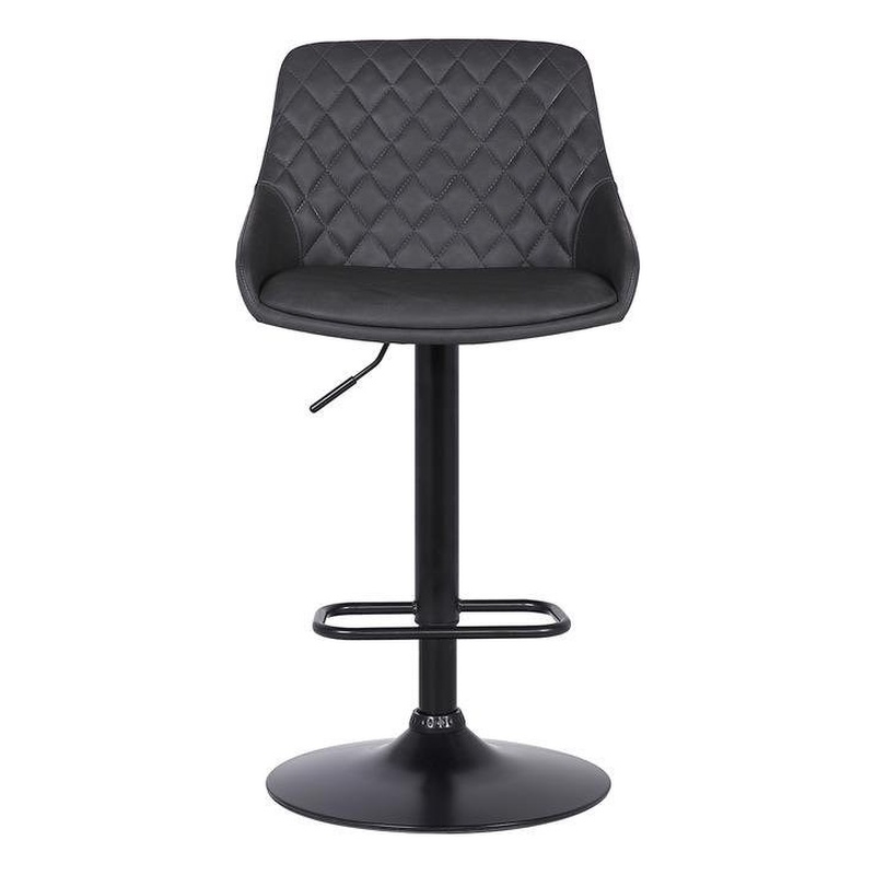 Armen Living Anibal Modern Faux Leather Adjustable Barstool in Black and Gray