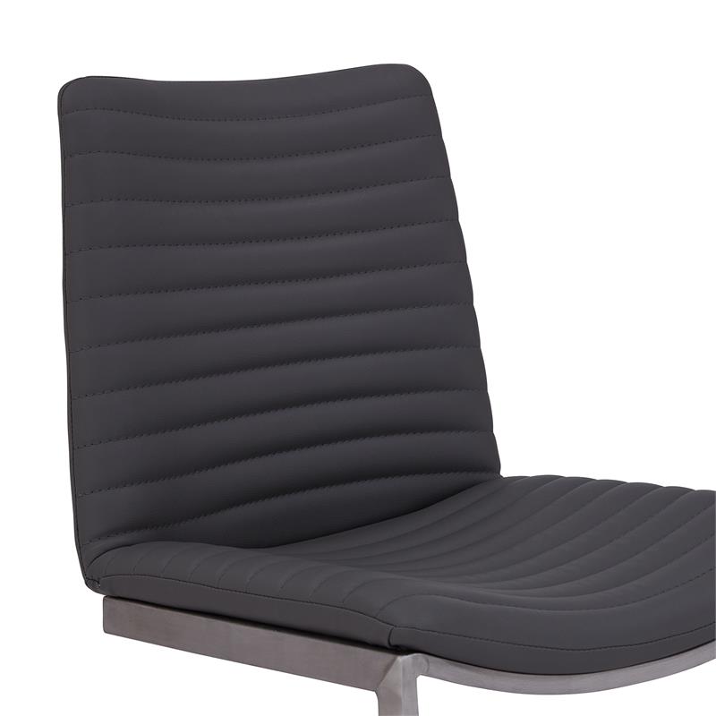 Armen Living April Faux Leather & Metal Dining Chair in Gray/Silver (Set of 2)
