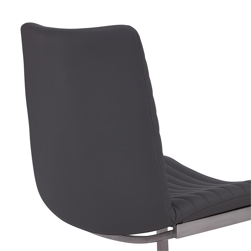 Armen Living April Faux Leather & Metal Dining Chair in Gray/Silver (Set of 2)