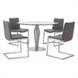 Armen Living April Faux Leather & Metal Dining Chair in Gray/Silver (Set of 2)