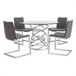 Armen Living April Faux Leather & Metal Dining Chair in Gray/Silver (Set of 2)