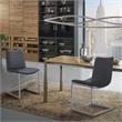Armen Living April Faux Leather & Metal Dining Chair in Gray/Silver (Set of 2)