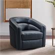 Armen Living Desi Modern Leather Swivel Accent Chair in Black
