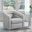 Armen Living Desi Modern Leather Swivel Accent Chair in Gray