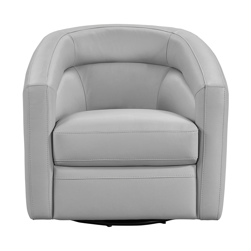 Armen Living Desi Modern Leather Swivel Accent Chair in Gray