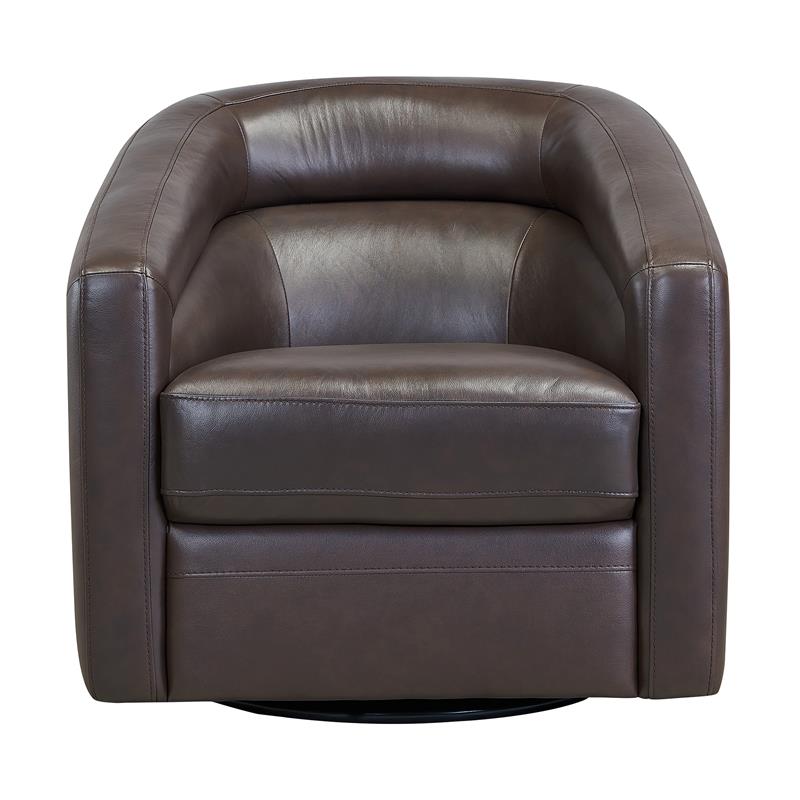 Armen Living Desi Contemporary Leather Swivel Accent Chair in Espresso