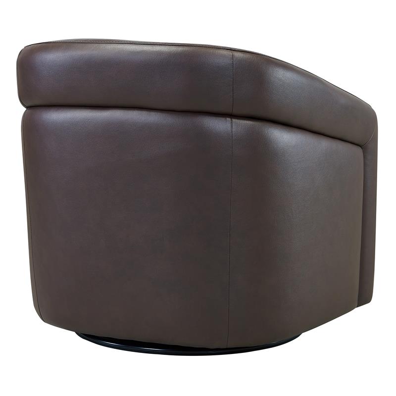 Armen Living Desi Contemporary Leather Swivel Accent Chair in Espresso