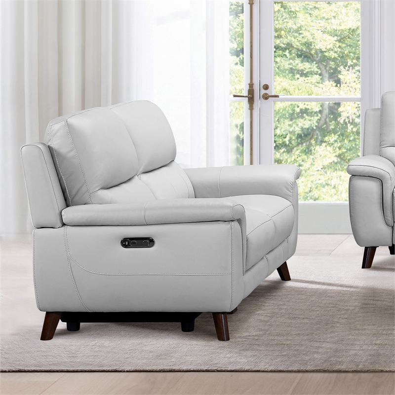 Armen Living Lizette Contemporary Genuine Leather Loveseat in Espresso