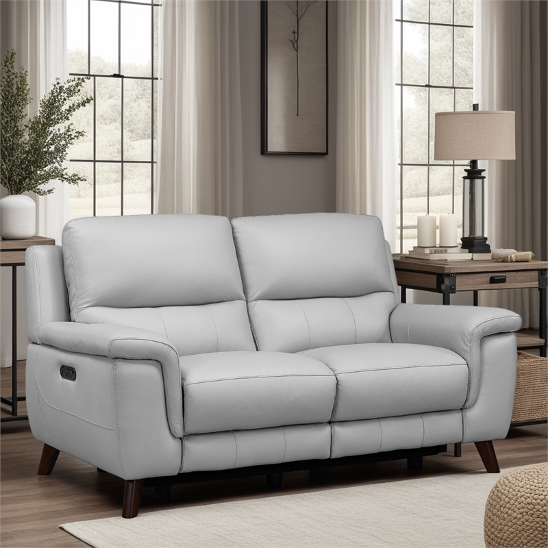 Armen Living Lizette Contemporary Genuine Leather Loveseat in Espresso