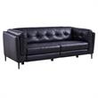 Armen Living Primrose Contemporary Genuine Leather Sofa in Blue