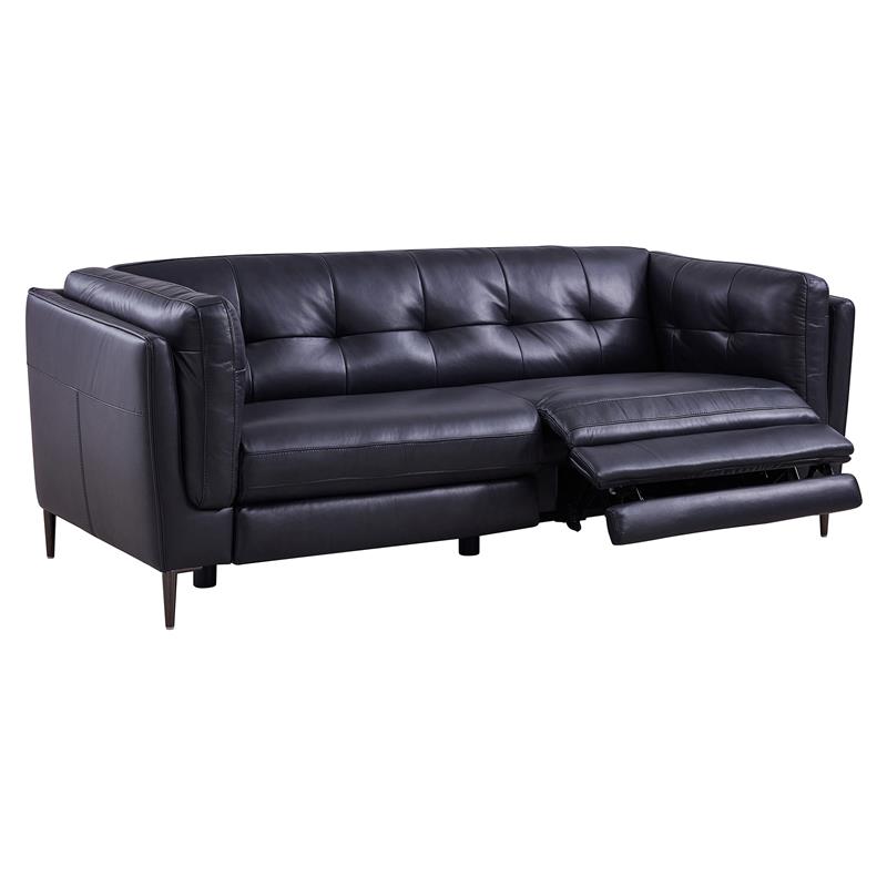 Armen Living Primrose Contemporary Genuine Leather Sofa in Blue