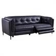Armen Living Primrose Contemporary Genuine Leather Sofa in Blue