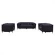 Armen Living Primrose Contemporary Genuine Leather Sofa in Blue