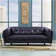Armen Living Primrose Contemporary Genuine Leather Sofa in Blue