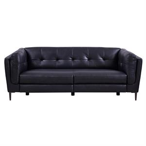 Armen Living Primrose Contemporary Genuine Leather Sofa in Blue