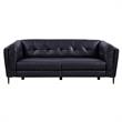 Armen Living Primrose Contemporary Genuine Leather Sofa in Blue