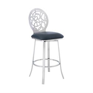 Armen Living Lotus 30&quot Modern Faux Leather Bar stool in Gray