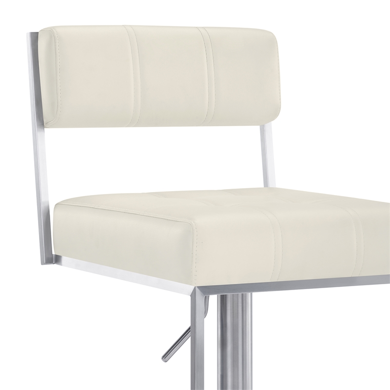 Armen Living Michele Modern Stainless Steel Swivel Barstool in Chrome