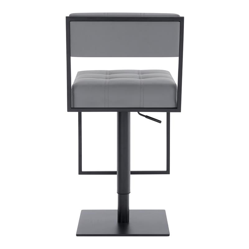 Armen Living Michele Modern Faux Leather Swivel Bar Stool in Gray/Black