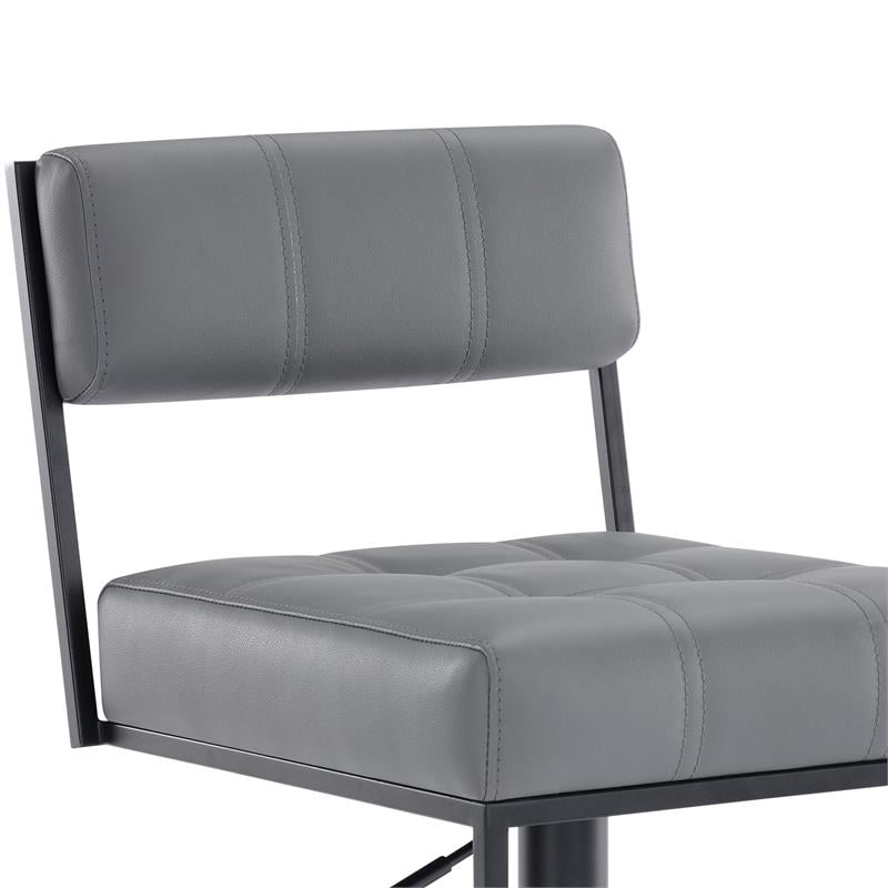 Armen Living Michele Modern Faux Leather Swivel Bar Stool in Gray/Black