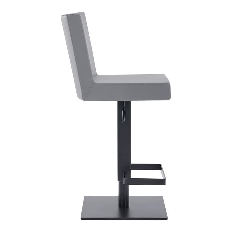 Armen Living Legacy Modern Faux Leather Swivel Bar Stool in Gray/Black