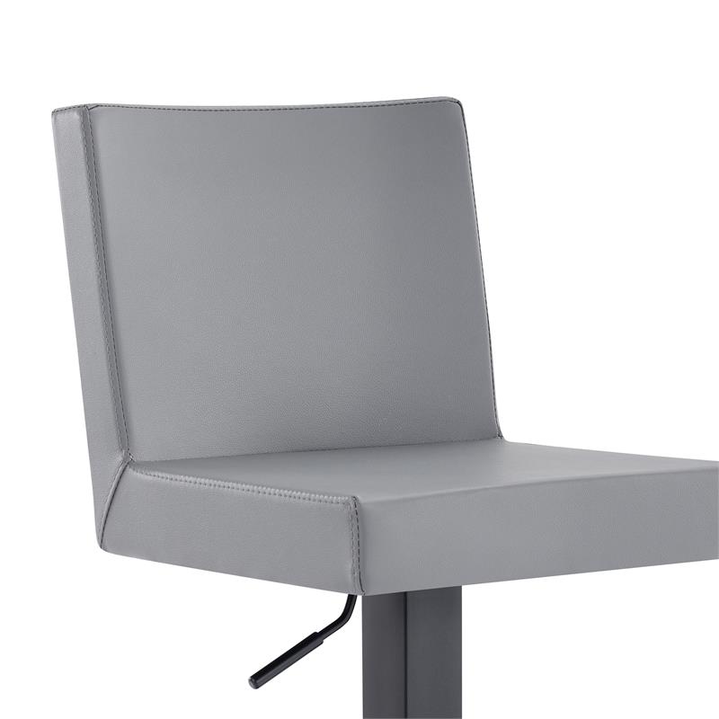Armen Living Legacy Modern Faux Leather Swivel Bar Stool in Gray/Black