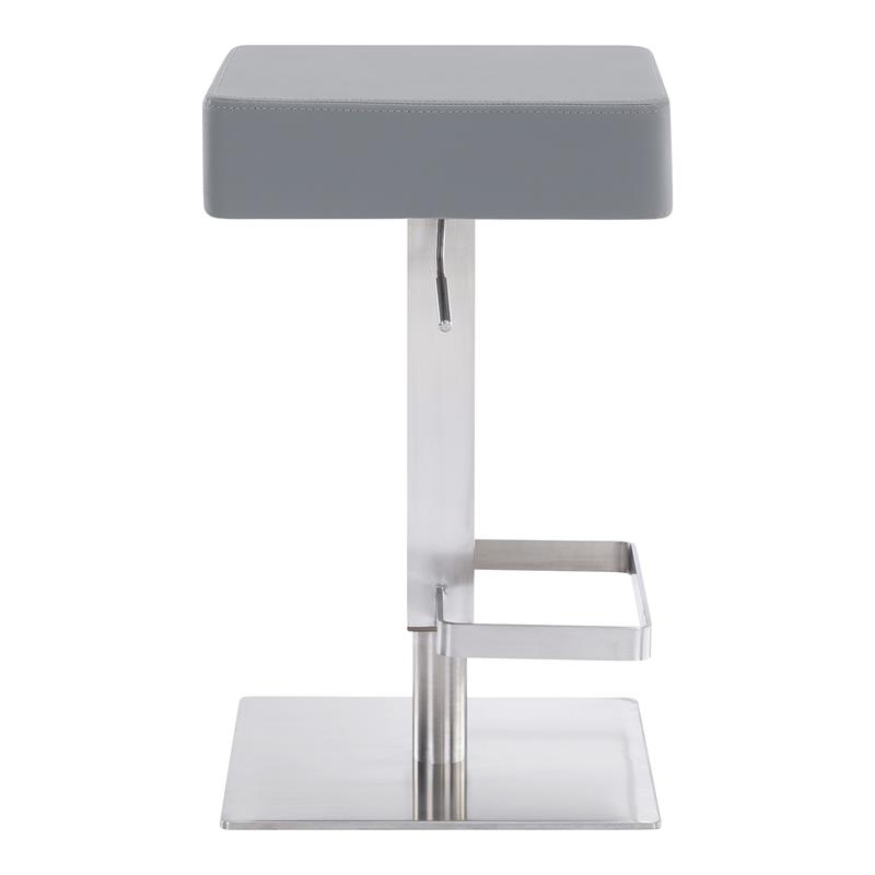 Armen Living Kaylee Modern Faux Leather Swivel Bar stool in Gray/Stainless Steel