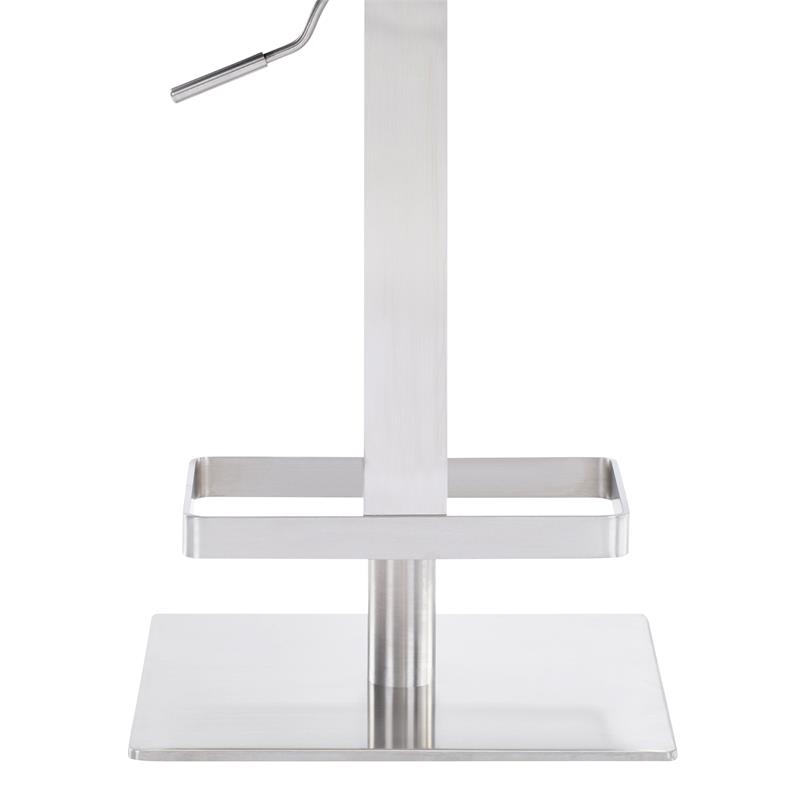 Armen Living Kaylee Modern Faux Leather Swivel Bar stool in Gray/Stainless Steel