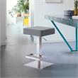 Armen Living Kaylee Modern Faux Leather Swivel Bar stool in Gray/Stainless Steel