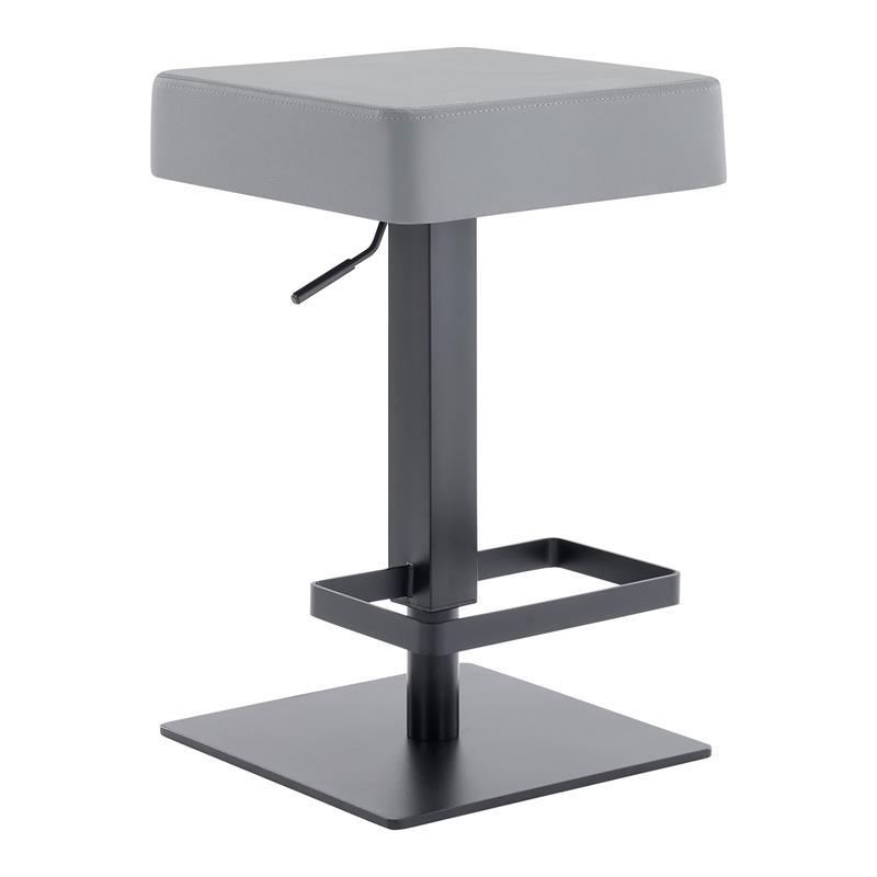 Armen Living Kaylee Modern Faux Leather Swivel Bar stool in Gray/Black